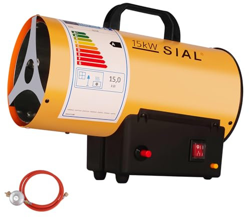 SIAL 51,300 Btu/hr Industrial Gas Fan Heater Portable Workshops Heater Heat Cannon Gas Radiant Heater Hot Air Blower Mechanical Switch Piezo Ignition, Yellow, 15KW