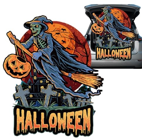 Cartel de casa embrujada, decoración de maletero de Halloween, decoración de cochera embrujada, decoración de coche, decoración exterior de maletero, coche en material ligero