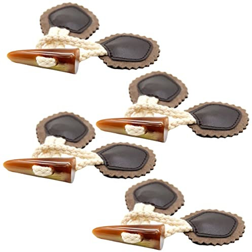 KONTONTY 4paare Mantelknöpfe Knebelknöpfe Lederkleidungsknöpfte Retro Kleidungsknöpfte Mantelverschlussknöpfe Kleiderbundschnallen