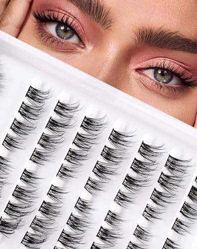 Cluster Lashes Wimpern Extensions Einzelne Wimpern Lash Clusters Mixed 8-13mm Eyelashes Cat Eye D Curl Vorgefertigte Linke Und Rechte Lashes Cluster Siligli DIY Lash Extensions Thin Band 8 Paar