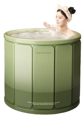 jessie Portable Foldable Bathtub for Adults PVC SPA Soaking Standing Bath Tub for Shower Stall, Freestanding Non-Inflatable Hot Ice Bath Tub with Thickened Thermal Foam to Keep Temperature