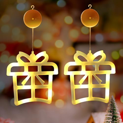 Weihnachtsbeleuchtung Fenster mit Saugnäpfe, Weihnachtsdeko Fenster LED Lampenperle Batterie Fensterlicht, 2 Modi Timer Weihnachten Deko Lichter für Weihnachten Beleuchtung Deko Party Hochzeit (D)