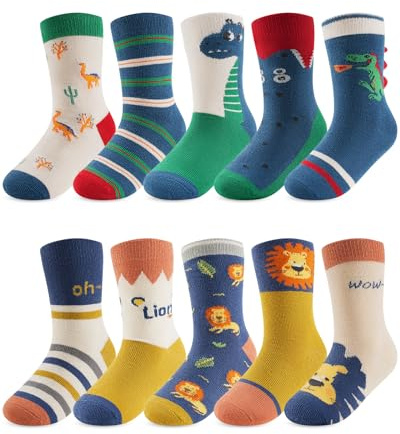 Kyopp 10 Paar Socken Kinder Jungen 25-28 Funny Socken Blau Lustig Animals Cotton Socken mit motiv Socks 25-28