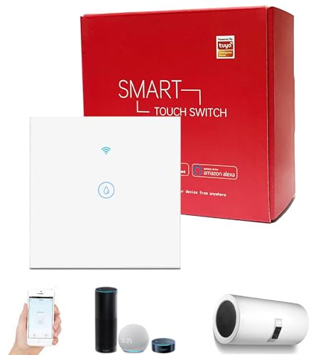 Bkiyougo Smart Immersion Heater Timer Switch, 40A 8000W Wi-Fi Water Heater Switch, Smart Switch with Timer, Smart Life APP Remote Control, Works with Amazon Alexa & Google Assistant