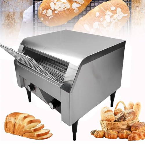 QXIWAOE Tostadora Comercial, Horno Eléctrico de Restaurante de Acero Inoxidable, Tostadoras Transportadoras Industriales de Servicio Pesado, para Pan de Hamburguesas Bagel (450 Rebanadas/Hora)