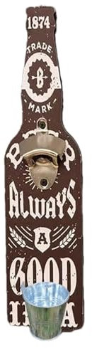 Décapsuleur mural – Décapsuleur de bière à suspendre, décapsuleur avec capsules, décapsuleur mural vintage pour homme