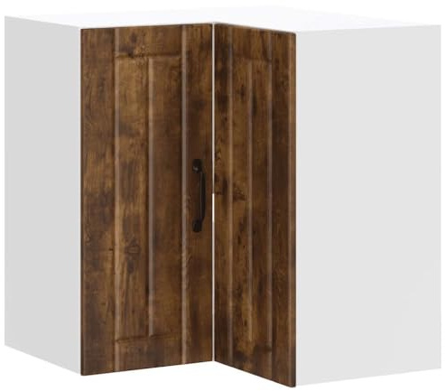 vidaXL Küchen-Eckhängeschrank Lucca Räuchereiche Holzwerkstoff, Eckhängeschrank für Küche, Küche Wandschrank, Küchen-Eckschrank Hängend