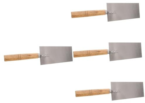 jojofuny 4 Stück Kelle mit Holzgriff Gipswerkzeuge Trockenbau-Verputzwerkzeug Glättkelle für Beton Lehmkelle Handkelle aus Beton Zementkelle mit Griff Mörtel Glättkelle Betonkelle Stahl