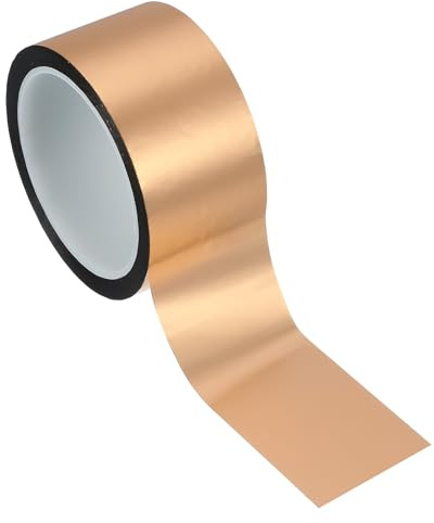 PATIKIL Cinta Película Poliéster Metalizada 50mm x 50 Metros, Cinta Decorativa Metálica dorado palo Cinta Adhesiva Espejo Para Detalles Pared Acento Artes Gráficas Molduras Barco Paredes