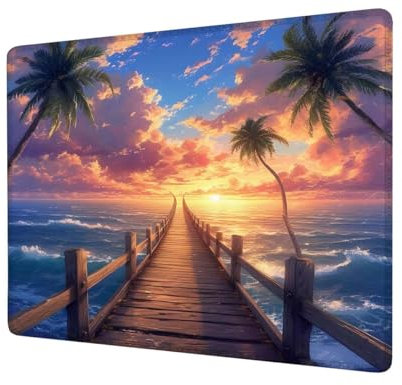 Mouse Pad Sunrise Mouse Mat Small 340x280x3mm Desk Mat, Mini Gaming Mouse Pad Pier Mousepad with Stitched Edges, Waterproof Surface, Mouse Mats for Wireless Mouse Travel Office Laptop Portable H1-310