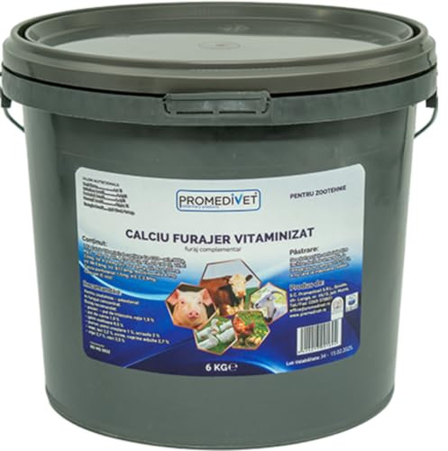 Rovet Pharma / Veterinary Products Suplemento de Calcio con Vitaminas 6 kg – Refuerzo Óseo y Nutricional para Gallinas, Caballos, Cabras, Ovejas y Otros Animales de Granja