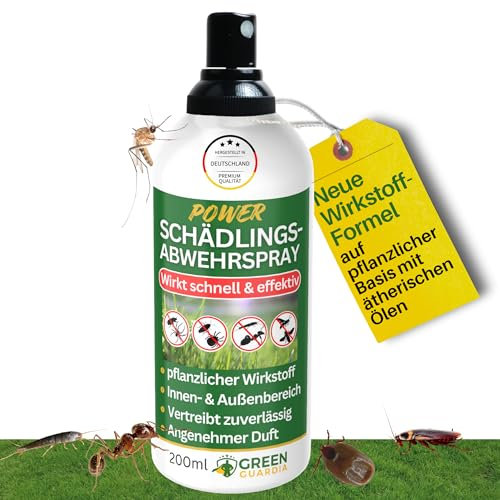 GREEN GUARDIA Schädlings Abwehrspray – Sprühfertiges Konzentrat mit pflanzlichen Ölen | 200 ml für Innen & Außen | hilft bei alle Arten von Schädlingen