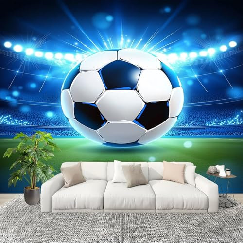 PatróN de FúTbol Simple Fotomurales 250x175 cm Papel Pintado Tejido No Tejido Fotomural Deportes Efecto 3D Papel Tapiz Decorativos para Dormitorio Salón TV Pared Murales Póster