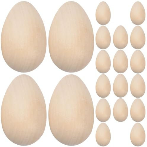 ARTSEWPLY 20 Stück Unlackierte Holzeier für DIY Ostern Dekoration Realistische Holz Eier für Basteln für Kunstprojekte und Zuhause Deko