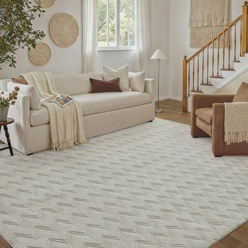 PureCozy Beige Tapis Salon 200x300cm AntidéRapant Lavable en Machine Moderne Rug Moquette Chambre Adulte Salle a Manger Descente de Lit Rugs Boheme 3D Carpet Poil Ras Carpet