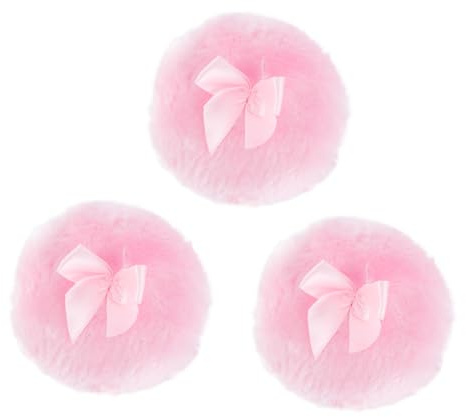 HONITANO 3 Stück-Pack Babypuderquasten Rosa aus Gewebe für Talkumpuder und Prickly Heat Puder Langer Haarknoten für Erwachsene und Säuglinge