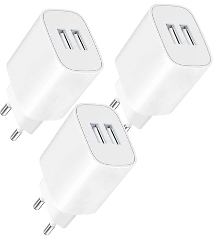 USB Ladegerät 3er Pack 5V 2.1A Netzteil mit 2 USB-A Ports | 5V 2.1A Ausgang, 2 USB-A Anschlüsse, 3er Pack, Kompaktes Design