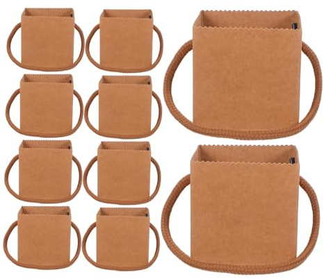Hemobllo 50 Pezzi Sacchetti Porta Fiori in Carta Kraft Impermeabili con Manico per Piante Grasse Bouquet e Piccoli Regali Sacchetti Porta Vasi Resistenti e Decorativi
