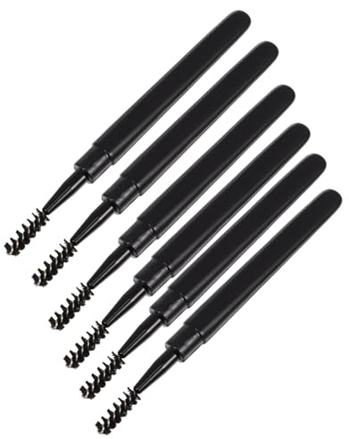 Ciieeo Cepillo Aplicador de Maquillaje para Pestañas y Cejas 6 Piezas Tubo Negro, Adecuado para Retoques Rápidos y Almacenamiento Cómodo