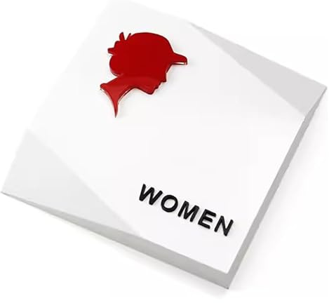 cartello della toilette, Cartello WC for bagno aziendale, cartello in acrilico for uomini e donne nero 15x15 cm(Female)