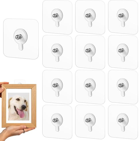 14 Stück Transparent Klebenagel Bilder Aufhängen Ohne Bohren, Selbstklebend Wandhaken, Bilderhaken Selbstklebend, Bildaufhänger-Selbstklebend für Poster, Foto, Bilder (8mm)
