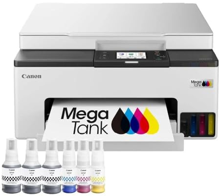 Canon MAXIFY GX1051 Imprimante A4 Couleur pour la Maison et Le Bureau | Imprimante, Copieur et Scanner Jet d'encre MegaTank Tout-en-Un | Wi-FI, Ethernet et USB | Comprend 6 Bouteilles d'encre