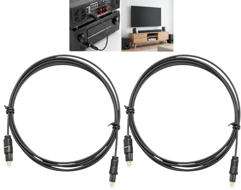 2PCS 1.5m Digital Optical Audio Cable,Optical Audio Cable for Soundbar,Metal Fiber Cable for Soundbar to TV and Speaker,Fiber Optic Cable for TV,Stable Audio Connection,Durable Optical Cable,Portable