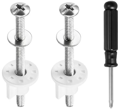 Tornillos Tapa WC, Kit de Fijación para Asiento de Inodoro - tornillos largos de 80 mm en acero inoxidable 304 con tuercas ABS y destornillador 4 mm para orificios 14–18 mm