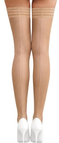 RSLOVE Hold Up Stockings for Women - Silicone Silk Thigh Highs with Back Seam