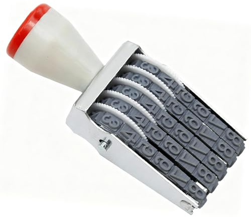 YiXjiuBP 1-Pack 5-Digit Rotating Number Stamp Adjustable Roller Numbering Stamper for UK Office Warehouse Inventory 4mm Clear Font Ideal for Document Batch Marking & File Numbering
