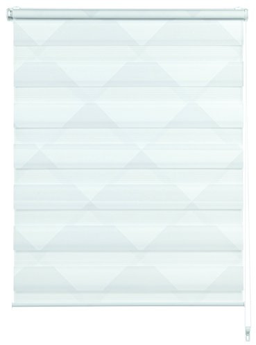 Gardinia Doppelrollo zum Klemmen oder Kleben, Duo-Rollo/Seitenzugrollo, Transparent und Blickdicht, Alle Montage-Teile inklusive, Triangle, Weiß, 60 x 150 cm (BxH), 32405, weiß/grau