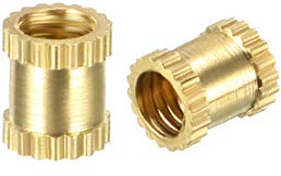 sourcing map 50 Stück Gewindeeinsatz Rändelschrauben M3 x 5 mm L x 4 mm OD | Einschmelzgewinde, Messing