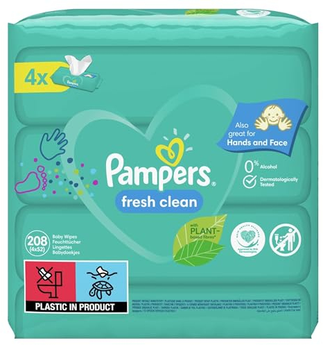 Pampers Clean Baby Scent Wipes, turquoise fresh, 208 each