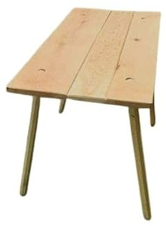 Breiter Holztisch zum stecken, gerade Kanten zum stecken, aus Eiche 25-30 mm mit 8-kantigen Beinen, 115 cm lang für Larp, Reenactor, Tavernenbestuhlung