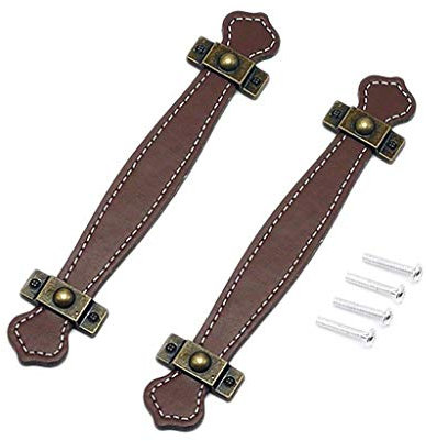 Pack of 2 Modern Style Surface Leather Furniture Handles, Leather Door Pull Handle (Brown)