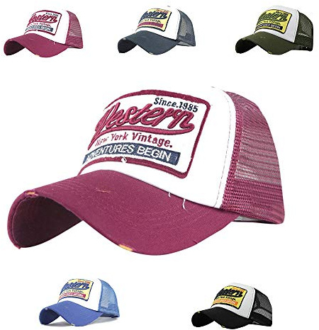 Yutdeng Mesh Baseballcap Herren Western Distressed Snapback Vintage Used Look Retro Sommer Oldschool Kappe Mütze Cap Unisex Trucker Schirmmütze Basecap