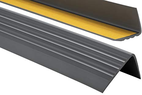 Profilo per bordi scale - Profilo angolare in PVC autoadesivo 50mm x 40mm, Paraspigolo - Strisce antiscivolo per gradini, 80cm, Antracite