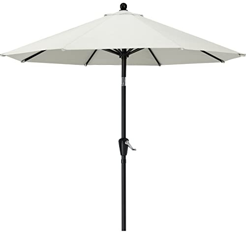 MasterCanopy 270 cm Sonnenschirm mit 8 Rippen & Kurbel, Beige | Neigungsverstellbar, UPF50+ Sonnenschutz, für Patio, Garten, Terrasse, Markt