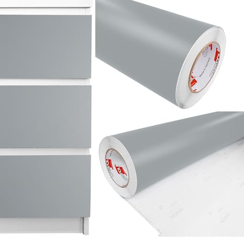 Möbelfolie selbstklebend 100x200 cm | Einfarbig Klebefolie für Möbel | Klebefolie Möbel - einfache Anwendung, ideal für die Renovierung von Küche oder Bad | Möbelfolie | Grau Matt