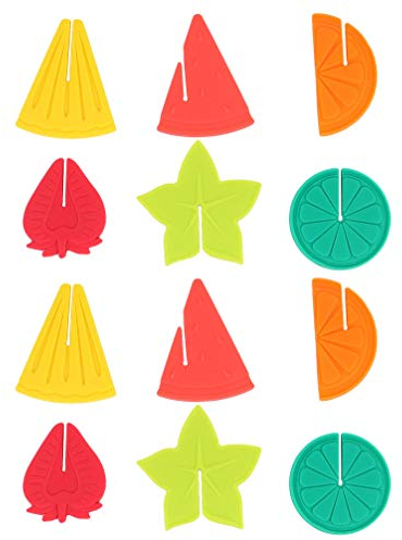 Cabilock 12 Stücke Silikon Glasmarkierer Obst Glasmarker Weinglas Charms Weinglasmarkierer Glasmarkierung Markierung für Weihnachten Party Gläser Weingläser Sektgläser Cocktailgläser
