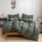 Ruccit Sage Green Duvet Cover Set King Size Bed 100% Washed Cotton King Duvet Cover Adults Teens 3pcs Simple Plain Farmhouse Bedding Set Zipper Closure-Soft,Easy Care,Breathable