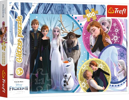Trefl, Puzzle Glitter, Im Schein der Liebe, Disney Frozen II, 100 Teile, für Kinder ab 5 Jahren