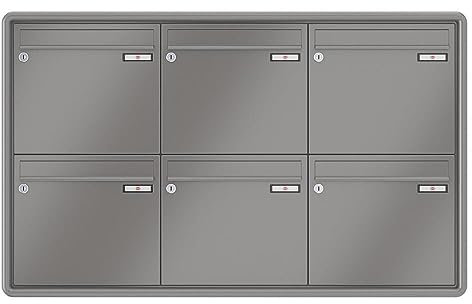 RENZ / RS3000 / 6er Unterputz-Briefkastenanlage Einbau-Briefkasten/RAL-Farbe 9007 Volumen 1/Dein-Briefkasten.de