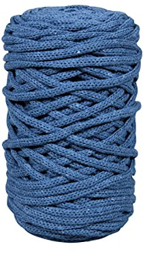 Rayher Braidy återvunnet garn, flätad, 4 mm ø, jeansblå, 250 g nystan, löplängd ca 60 m, stickgarn, virkgarn, textilgarn, pysselgarn, makramégarn, 42010372