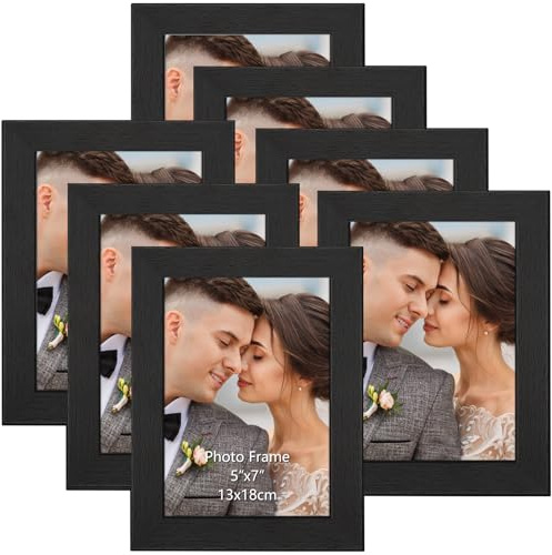 PETAFLOP Bilderrahmen 13x18 CM mit PS-Scheibe, 7er Set Bilderrahmen Schwarz Wand und Tischbilderrahmen, Fotorahmen für Schlafzimmer Wohnzimmer Arbeitszimmer usw