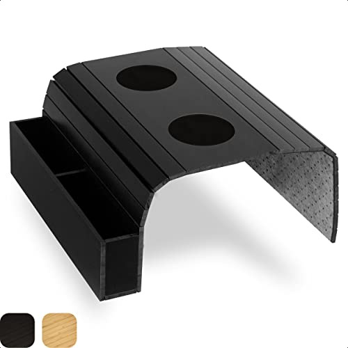 Tuko Plateau d'Accoudoir avec Rangement - Table en Bambou Noir