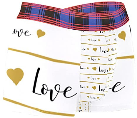 Herren Boxershorts mit Beutel Love Brief Golden Hearts Pattern Soft Low Rise Trunks Leichte Unterwäsche, mehrfarbig, L