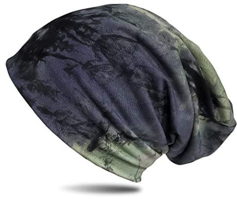 WANSSY® Damen Herren Unisex Uni Farbe Beanie mit Färbemuster Federmuster Fashion Einheitshröße Kopfbedeckung
