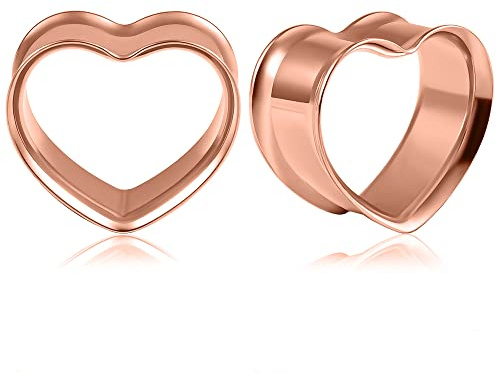 Vankula Ohr Flesh Tunnel Double Flared Plug Herz Edelstahl Ohrpiercing Gestreckte Schmuck für männer damen 8mm bis 25mm
