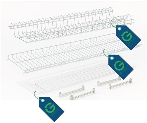 G GRIMALDI Kit Scolapiatti da Incasso 86 cm Cromato con Raccogligocce e Staffe | Made in Italy | Doppio Livello per Piatti e Bicchieri | Struttura in Acciaio per Pensili Cucina